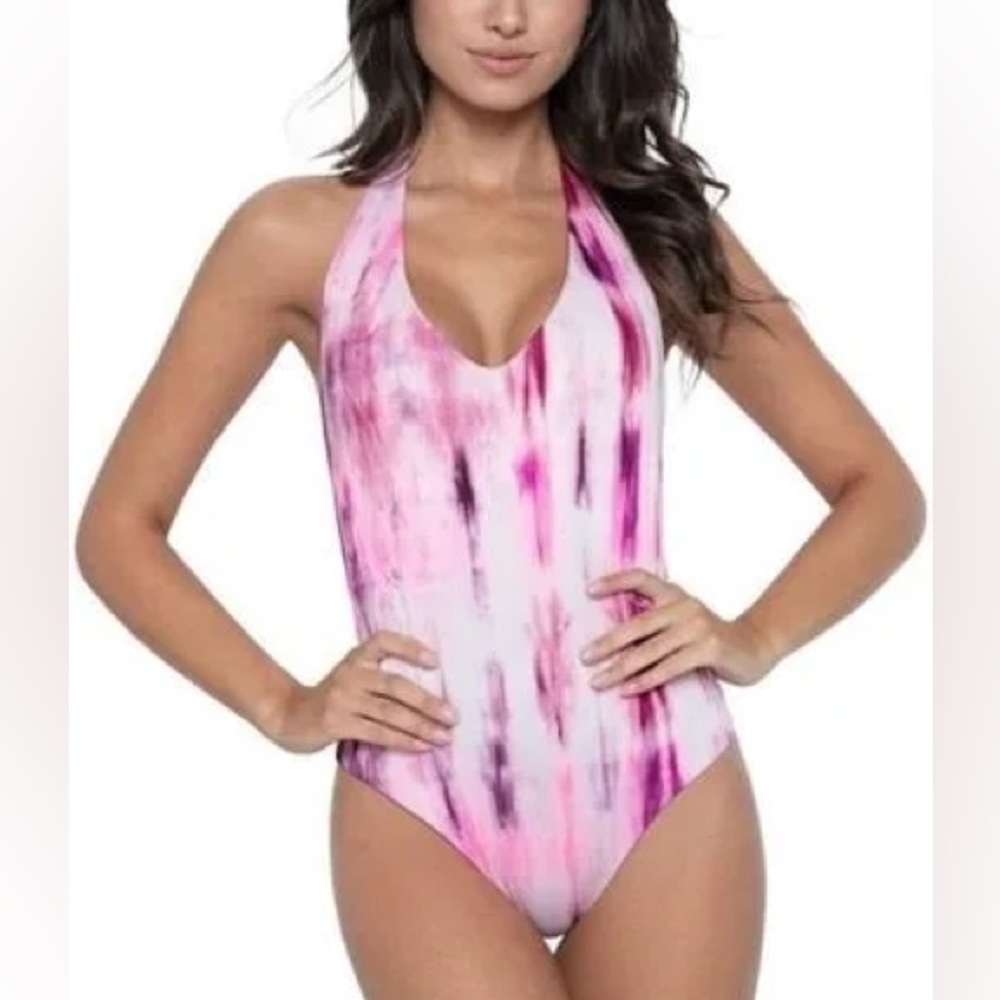 PQ Avery One Piece Tie Dye Pink, Light and Dark Purple.